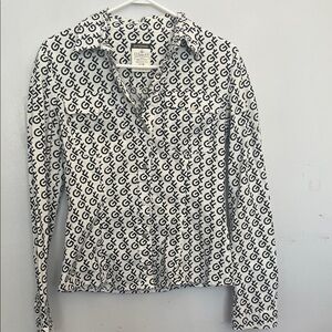 Gianfranco Ferre Monogram Black and White Button Down Shirt
